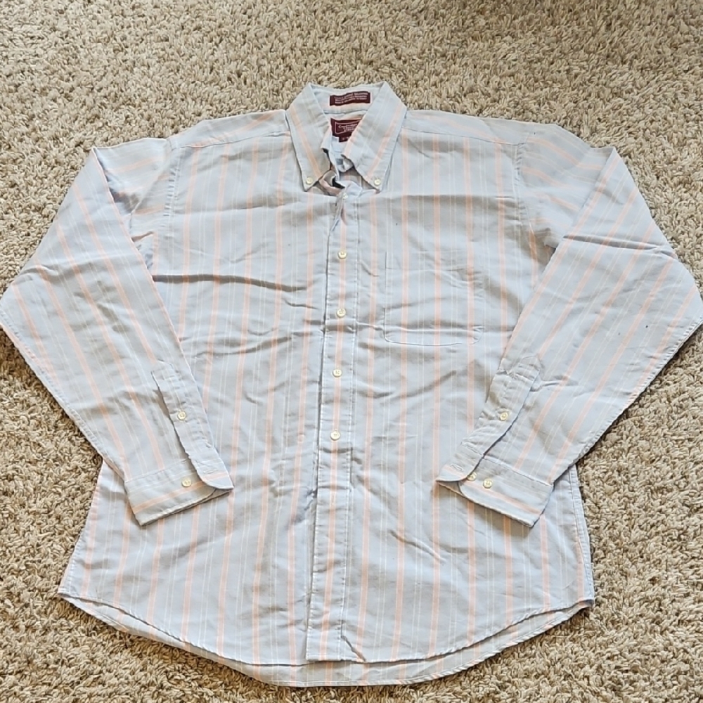 Classic Striped Dress Shirt in Blue and Pink